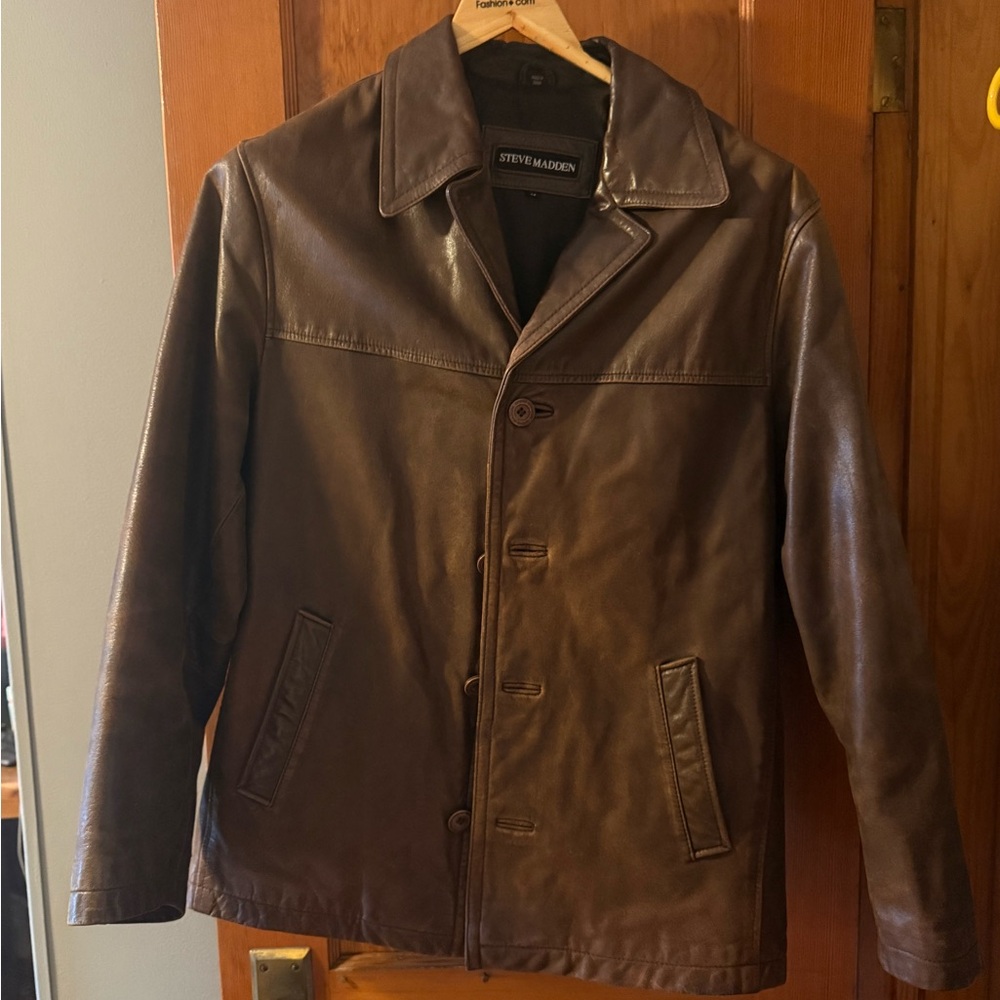 Steve Madden Brown Leather Jacket Men's- Medium